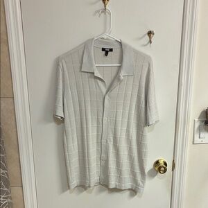 PAIGE Light Gray Short Sleeve Button Down Shirt Sz M